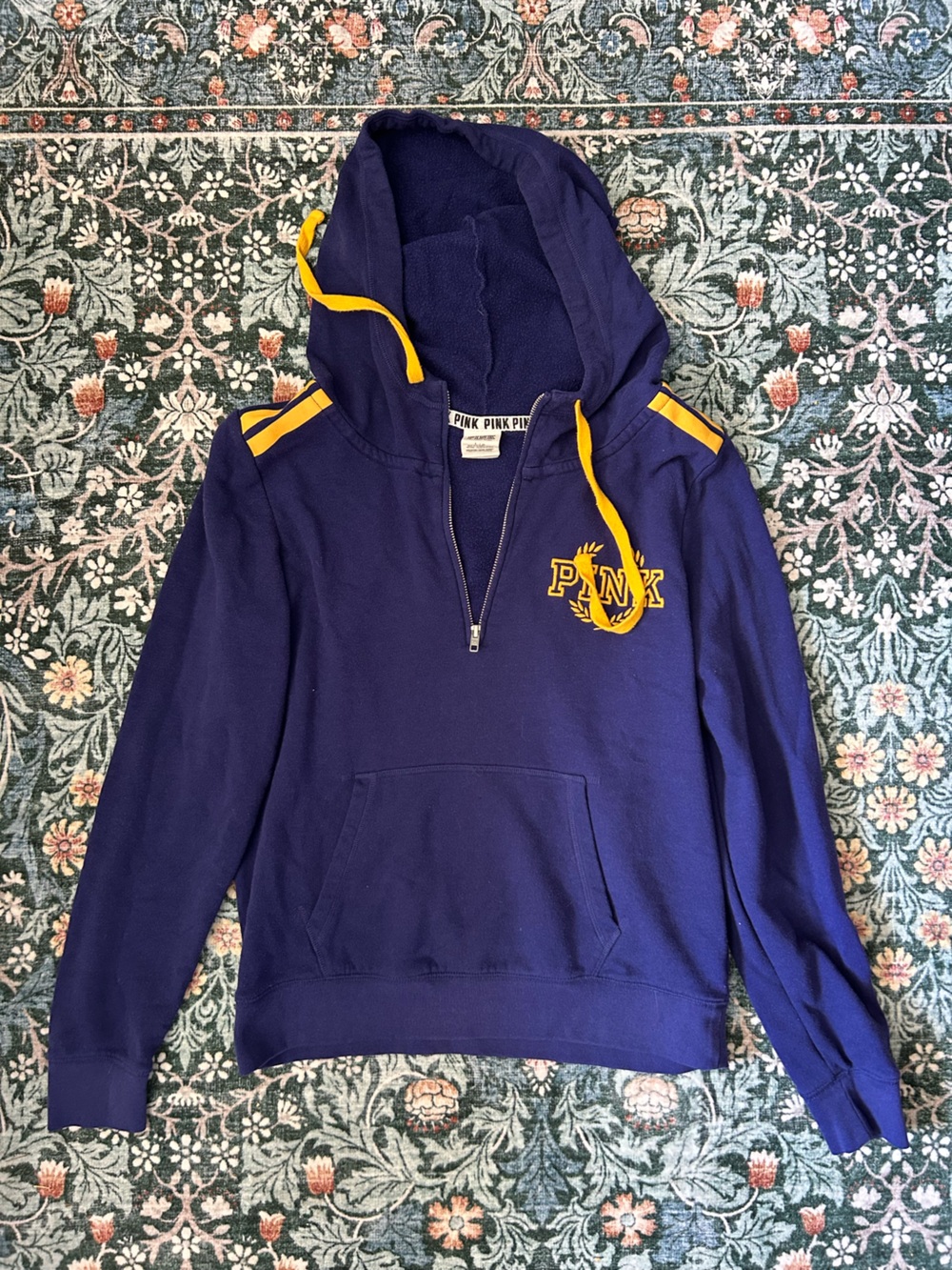 Victoria Secret Navy Quarter Zip Hoodie in Size Large